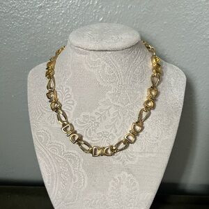 Rare vintage Paolo Gucci gold and silver tone horsebit link choker necklace